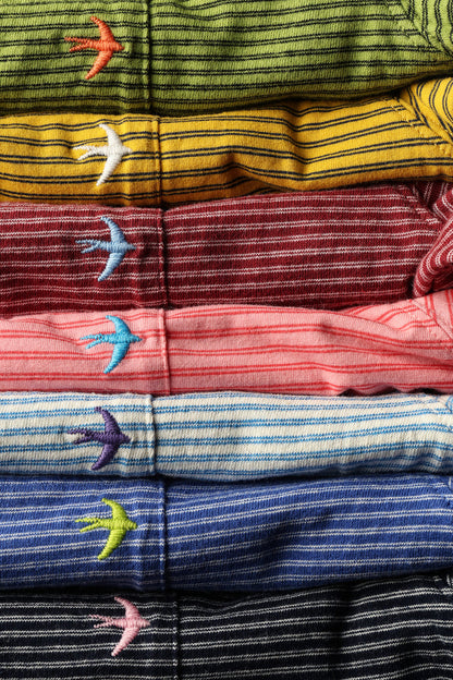 Double Feedstripe Tee - Burgundy / White