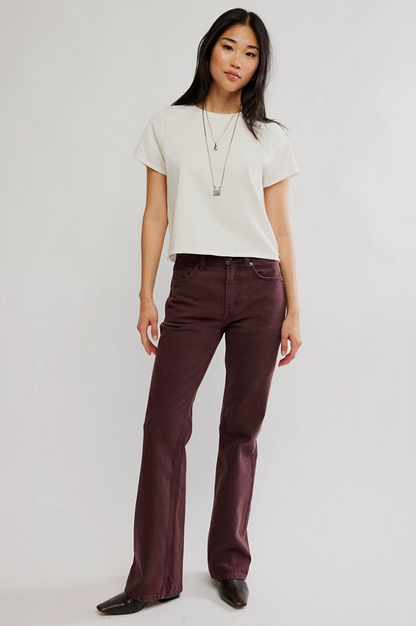 Double Knot High Rise Straight Jean in Plum