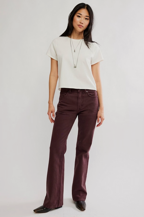Double Knot High Rise Straight Jean in Plum