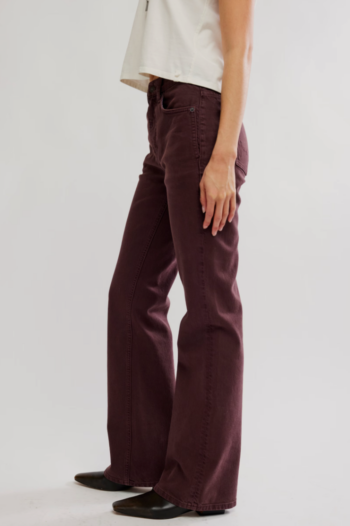 Double Knot High Rise Straight Jean in Plum