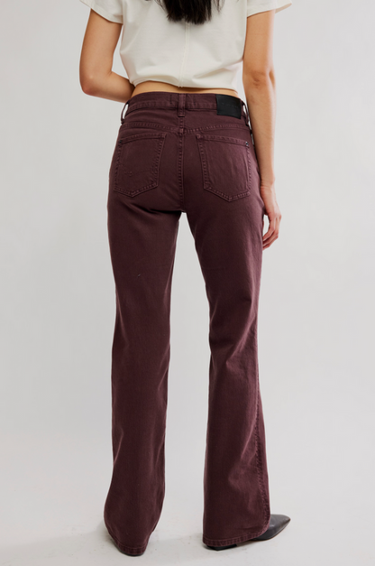 Double Knot High Rise Straight Jean in Plum