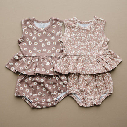 Dusty Rose Vines Peplum Set