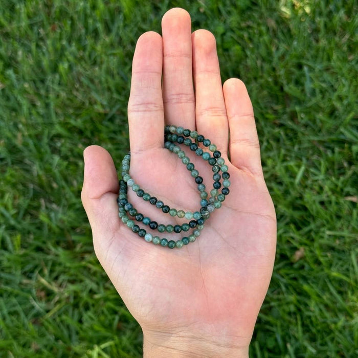Earths Elements Wholesale - Crystal Bracelet - 4mm Moss Agate, pack of 5