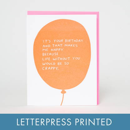 Egg Press Manufacturing - Punny Birthday Balloon Letterpress Greeting Card by Ashkahn: Paper tab