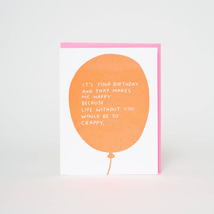 Egg Press Manufacturing - Punny Birthday Balloon Letterpress Greeting Card by Ashkahn: Paper tab