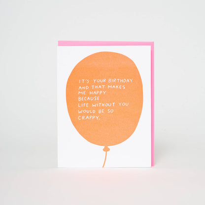 Egg Press Manufacturing - Punny Birthday Balloon Letterpress Greeting Card by Ashkahn: Paper tab