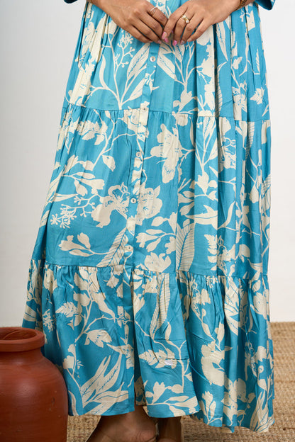 The Nesavu Womens Flared Kurthas Elegant Crepe Birthday Dresses for Women with Floral Print and Maxi Flared Design Nesavu Nesavu Crepe Birthday Dresses Women Floral Print Maxi-Length Flared Fit