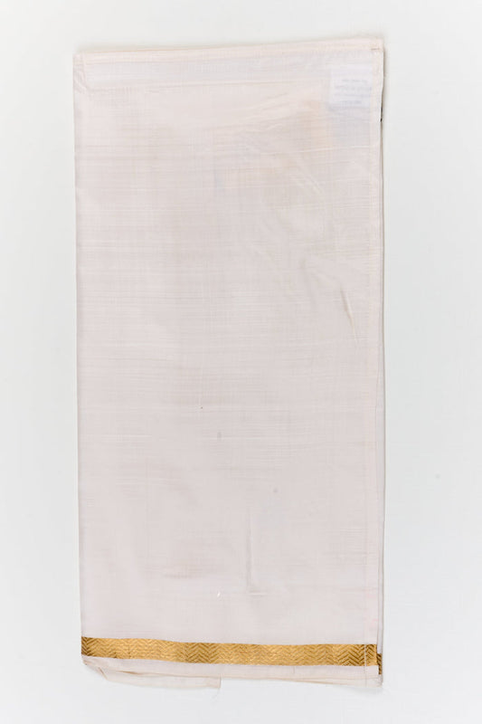 The Nesavu Boys Vesti Elegant Vesti for Boys Festive Dressing and Special Occasions Nesavu 18 (2Y) / White / Silk D056C-18 Nesavu boys silk vesti with wide zari border – ideal for weddings, Diwali, and ethnic celebrations