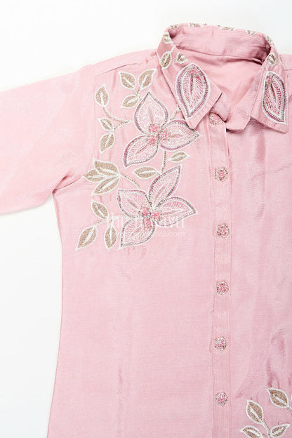The Nesavu Girls Sharara / Plazo Set Embroidered girls sharara/plazo set with designer finish Nesavu Nesavu lavender embroidered girls sharara/plazo set in soft viscose