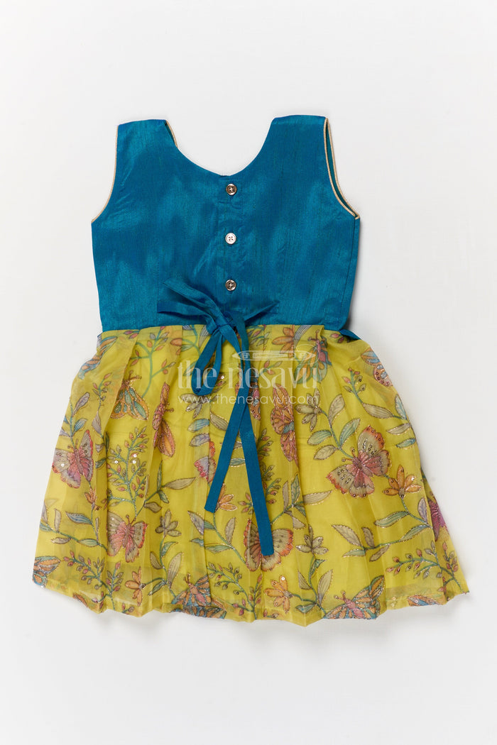 The Nesavu Silk Embroidered Frock Embroidered Silk Frock for Toddlers for Birthdays and Playful Events Nesavu Nesavu embroidered silk frock for toddlers with butterfly organza skirt – perfect for birthdays and photoshoots
