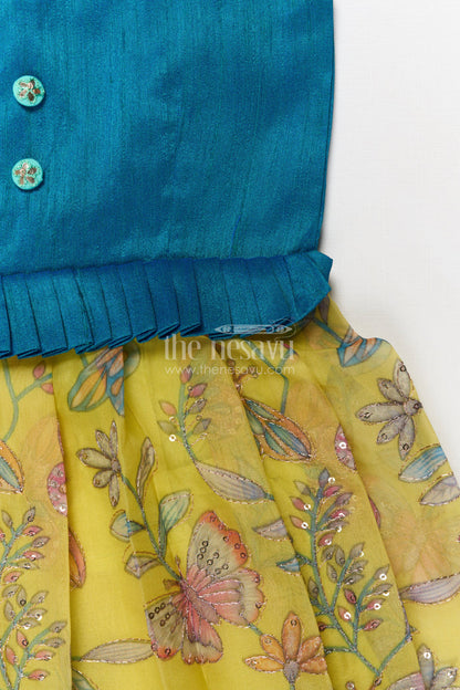 The Nesavu Silk Embroidered Frock Embroidered Silk Frock for Toddlers for Birthdays and Playful Events Nesavu Nesavu embroidered silk frock for toddlers with butterfly organza skirt – perfect for birthdays and photoshoots