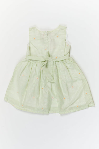 The Nesavu Girls Cotton Frock Embroidered Stripe Frock with Classic Charm for Toddlers and Little Girls Nesavu Nesavu floral embroidered striped cotton frock – everyday elegance for girls