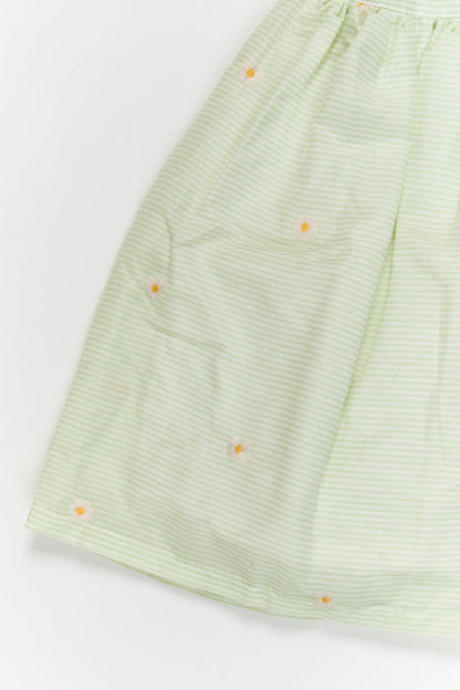The Nesavu Girls Cotton Frock Embroidered Stripe Frock with Classic Charm for Toddlers and Little Girls Nesavu Nesavu floral embroidered striped cotton frock – everyday elegance for girls