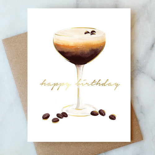 Espresso Martini Birthday Greeting Card - Greeting Cards by Carlyle Avenue