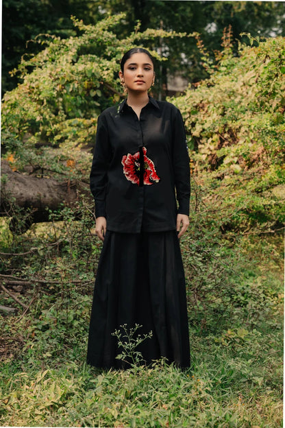 Estrella Pixel Embroidered Linen Shirt Bloome