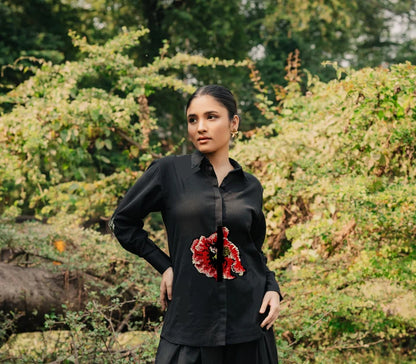 Estrella Pixel Embroidered Linen Shirt Bloome