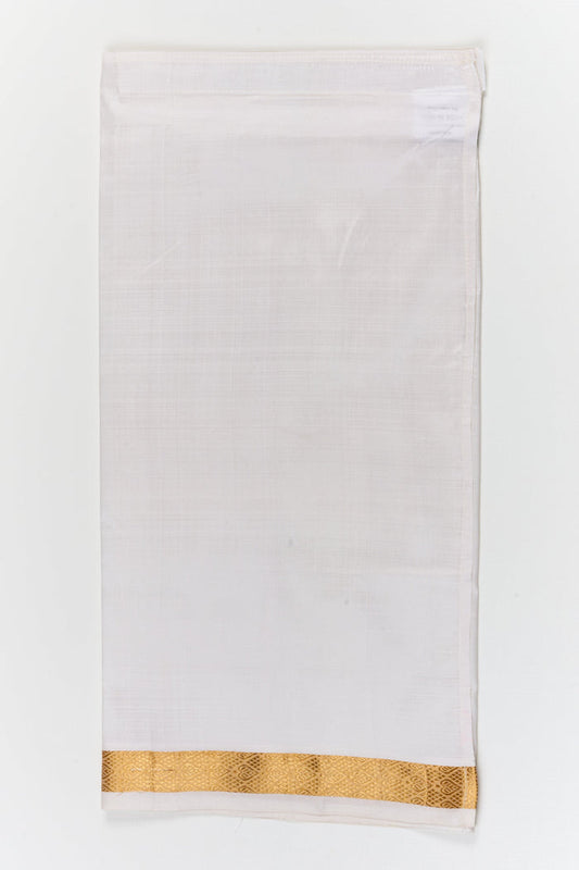 The Nesavu Boys Vesti Ethnic Boys Vesti for Weddings and Cultural Festivities Nesavu 18 (2Y) / White / Silk D058A-18 Nesavu ethnic silk vesti for boys with woven zari border – perfect for weddings and traditional wear