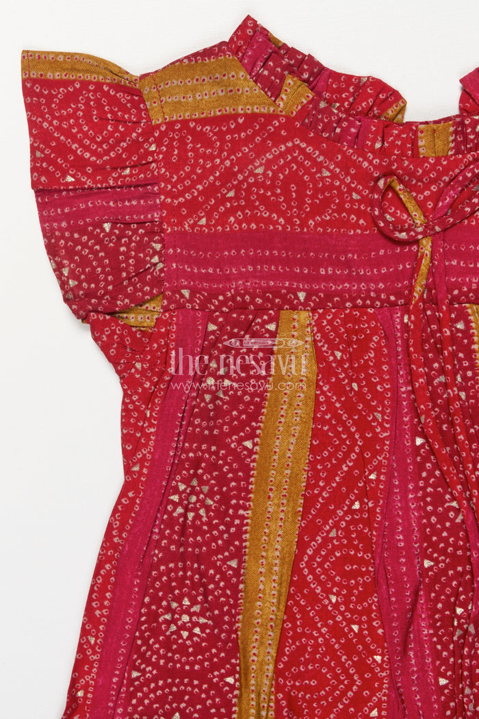 The Nesavu Girls Cotton Frock Ethnic Frock for Toddler Girls for Traditional Outings and Photo Moments Nesavu Nesavu ethnic modal silk frock for toddler girls with traditional prints for festive and photo-ready moments