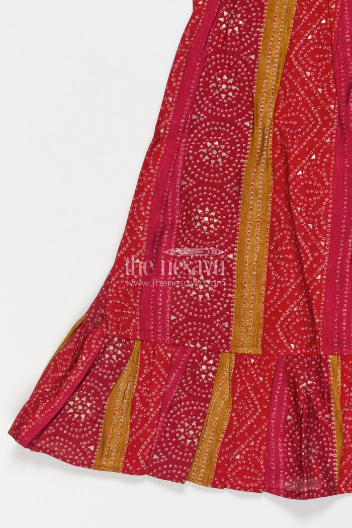 The Nesavu Girls Cotton Frock Ethnic Frock for Toddler Girls for Traditional Outings and Photo Moments Nesavu Nesavu ethnic modal silk frock for toddler girls with traditional prints for festive and photo-ready moments