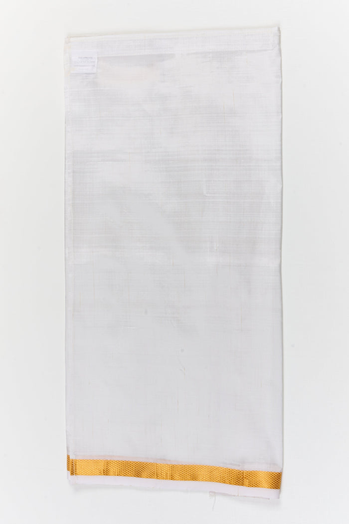 The Nesavu Pure Silk Vesti Ethnic Silk Dhoti for Baby Boys for Poojas and Festive Rituals Nesavu 24 (5Y) / White / Pure Silk D076B-24 Nesavu ethnic silk dhoti for baby boys – ideal for naming ceremony, poojas, and festive occasions