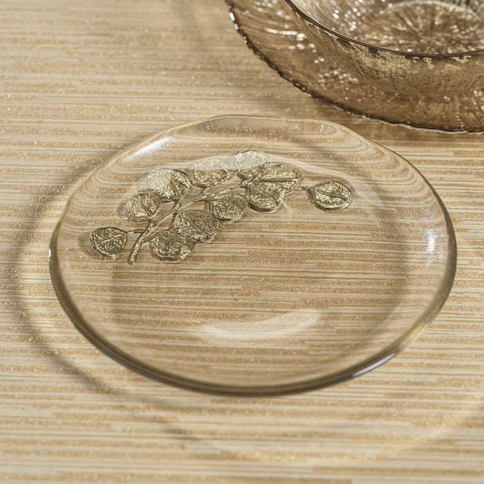 Eucalyptus Design Glass Dessert Plate, Set of 6 - Plates by Carlyle Avenue