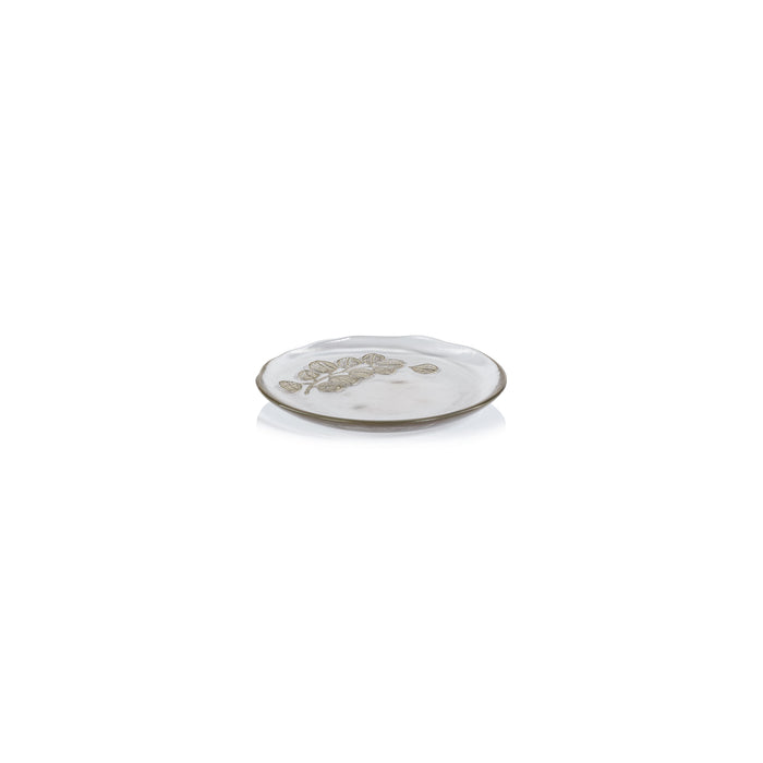 Eucalyptus Design Glass Dessert Plate, Set of 6 - Plates by Carlyle Avenue