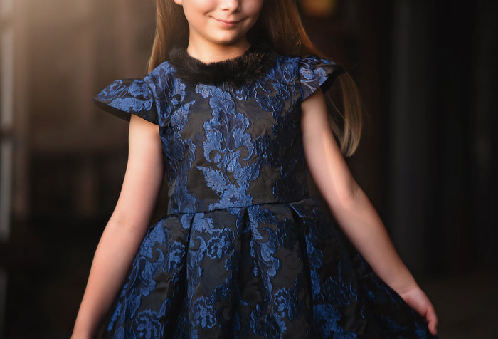 EVANGELINE DRESS NAVY JACQUARD