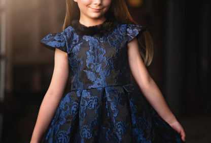 EVANGELINE DRESS NAVY JACQUARD