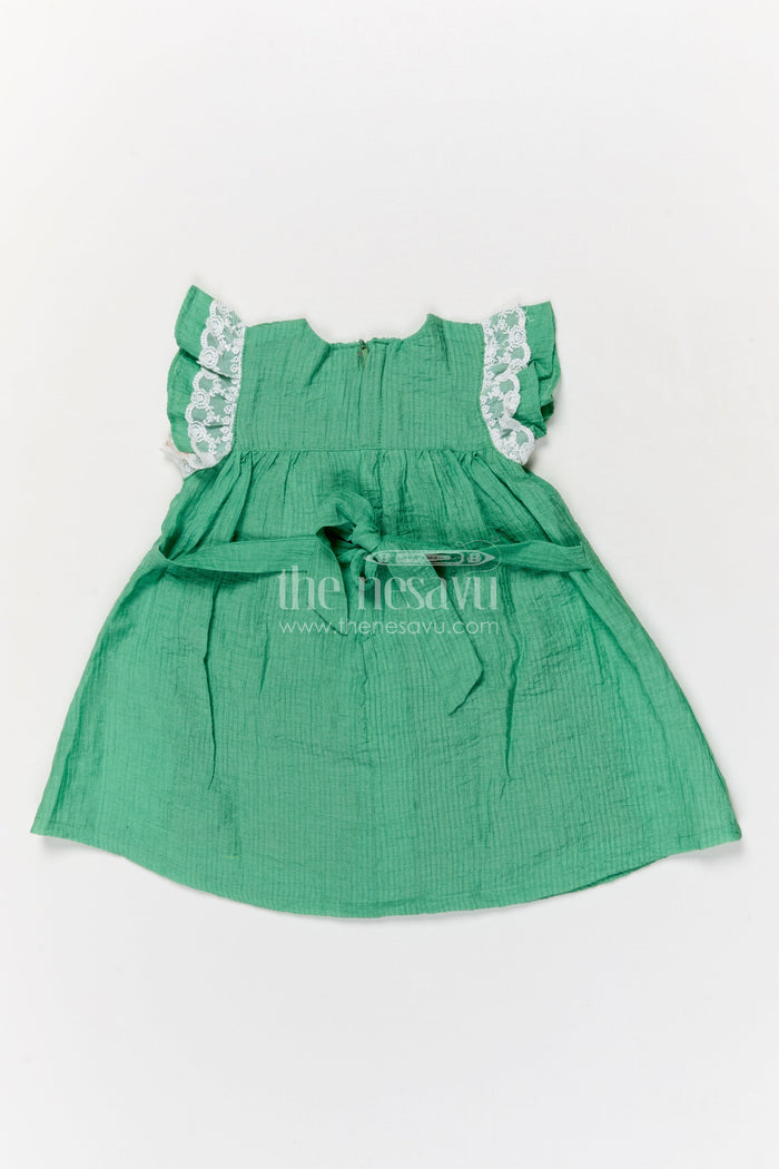 The Nesavu Baby Cotton Frocks Everyday Baby Cotton Frock with Embroidery and Lace Details Nesavu Nesavu embroidered baby cotton frock with lace sleeves for daily wear and soft summer style