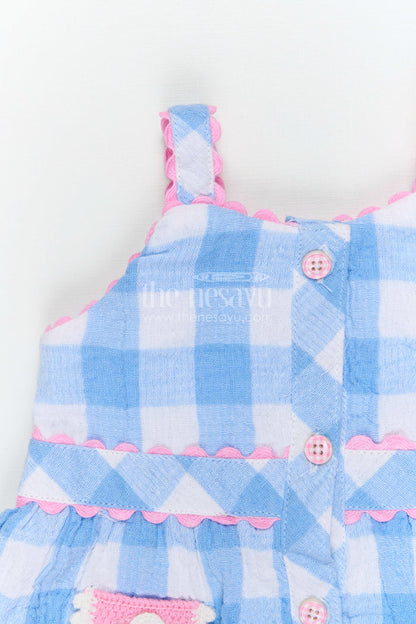The Nesavu Baby Frocks Everyday Comfort Cotton Dress for Little Girls Nesavu Nesavu baby girl muslin cotton frock with checked design for summer outings and daily wear