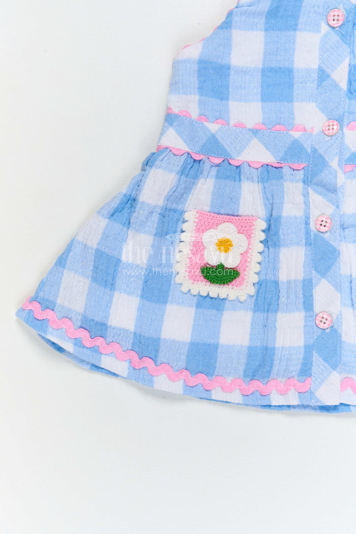 The Nesavu Baby Frocks Everyday Comfort Cotton Dress for Little Girls Nesavu Nesavu baby girl muslin cotton frock with checked design for summer outings and daily wear