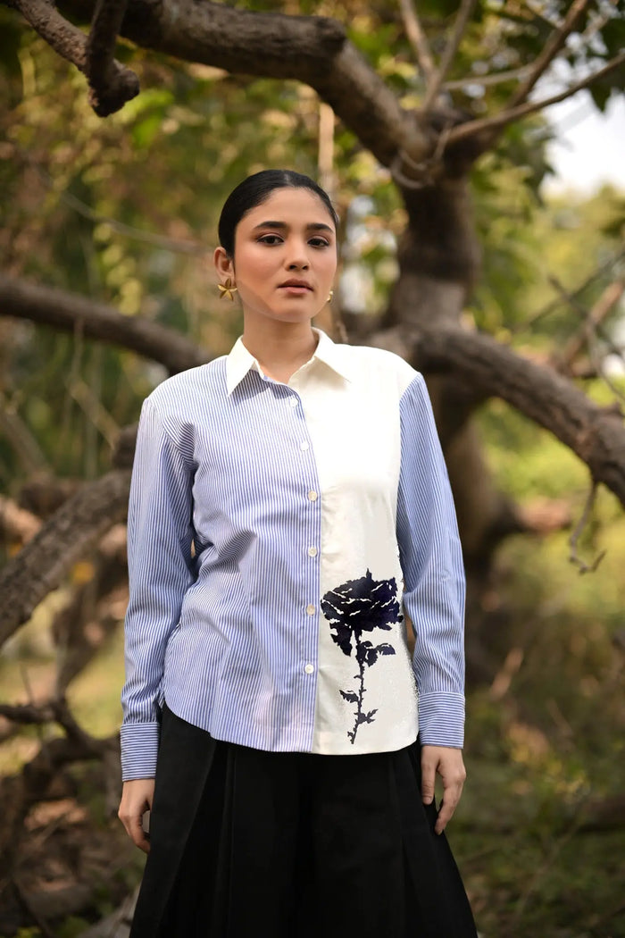 FERN STRIPED EMBROIDERED SHIRT Bloome