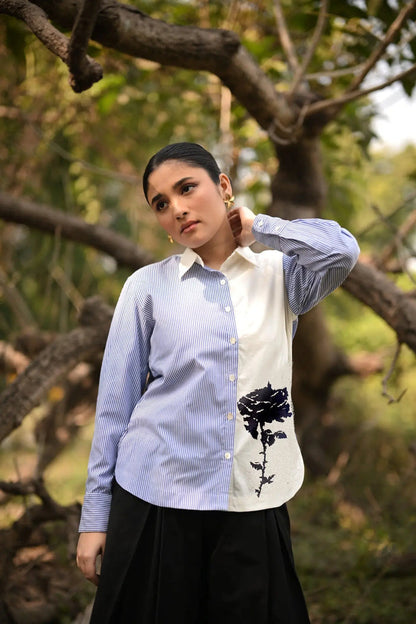 FERN STRIPED EMBROIDERED SHIRT Bloome