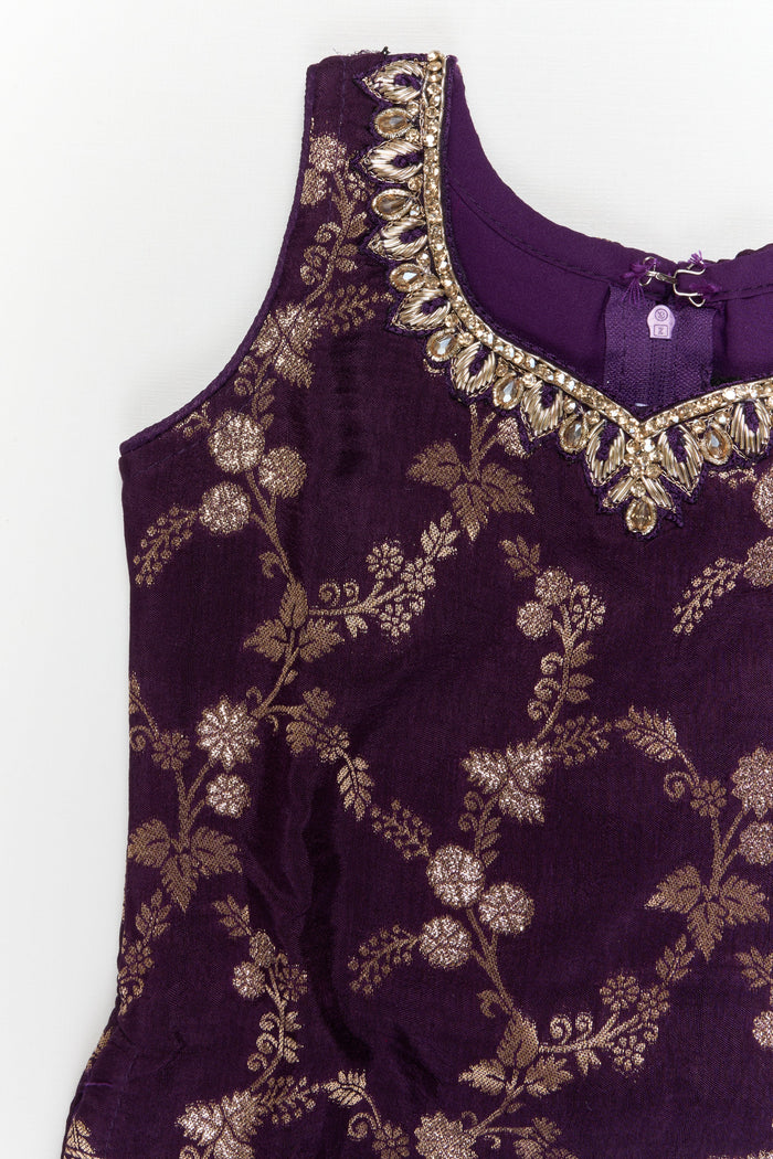 The Nesavu Girls Sharara / Plazo Set Festive Plazo Set for Girls with Embroidered Sleeveless Yoke and Dupatta Nesavu Nesavu festive plazo set for girls with embroidered yoke and tassel dupatta – perfect for weddings and celebrations