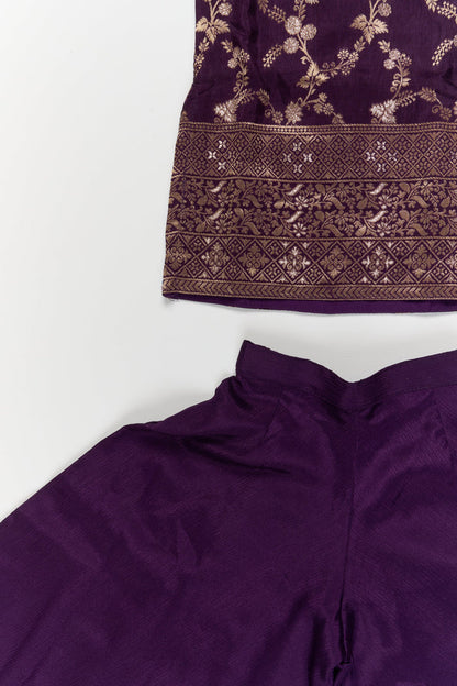 The Nesavu Girls Sharara / Plazo Set Festive Plazo Set for Girls with Embroidered Sleeveless Yoke and Dupatta Nesavu Nesavu festive plazo set for girls with embroidered yoke and tassel dupatta – perfect for weddings and celebrations