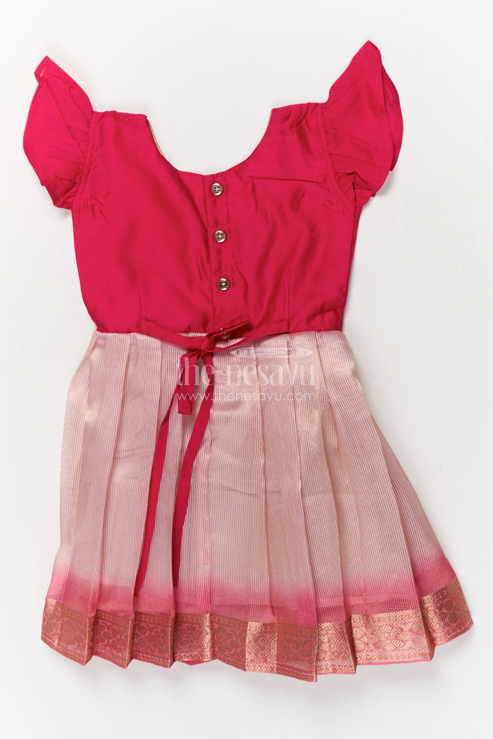 The Nesavu Silk Frock Festive Silk Frock for Baby Girls with Character Embroidery for Playful Occasions Nesavu Nesavu festive silk frock for baby girls with character motif and pleated border skirt