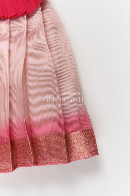 The Nesavu Silk Frock Festive Silk Frock for Baby Girls with Character Embroidery for Playful Occasions Nesavu Nesavu festive silk frock for baby girls with character motif and pleated border skirt