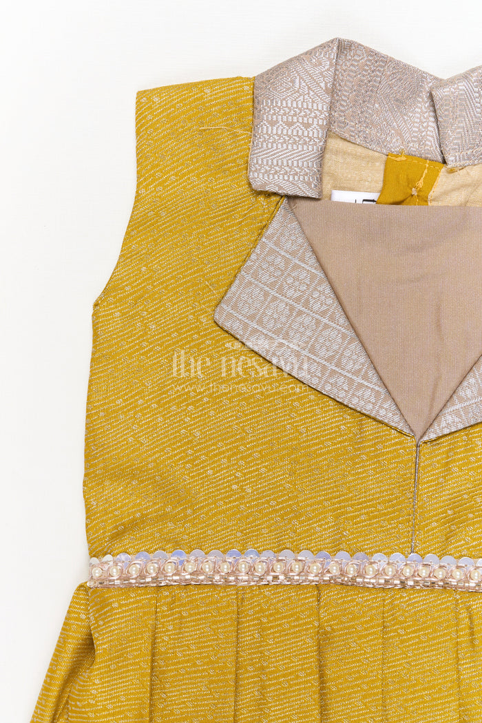 The Nesavu Girls Kanchi Silk Frock Festive Silk Frock for Girls for Family Functions and Cultural Events Nesavu Nesavu festive silk frock for girls with zari pleats and stone waist belt – ideal for family and cultural events