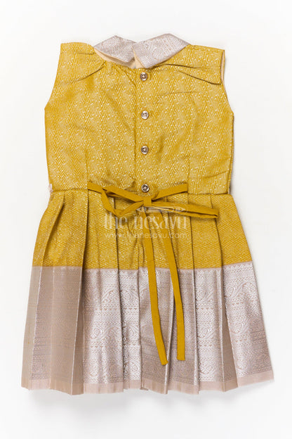 The Nesavu Girls Kanchi Silk Frock Festive Silk Frock for Girls for Family Functions and Cultural Events Nesavu Nesavu festive silk frock for girls with zari pleats and stone waist belt – ideal for family and cultural events