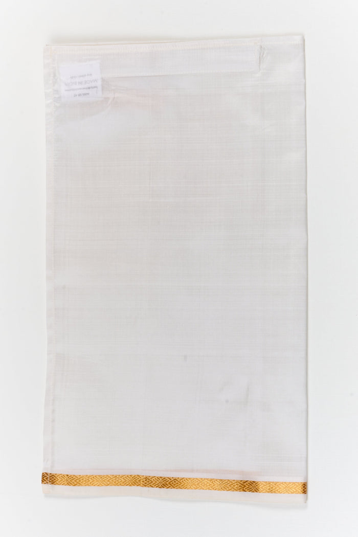 The Nesavu Boys Vesti Festive Silk Vesti for Boys with Classic Ethnic Finish Nesavu 14 (6M) / White / Silk D063A-14 Nesavu boys silk vesti with classic zari border – made for weddings and festive occasions
