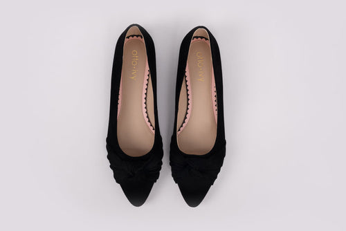 Aerial view of the Black Fifi Flats, larger women's shoes available in European sizes 42-46