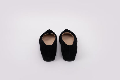 Back view of Fifi Flats in Black. Women's larger size shoes available in sizes 8-12