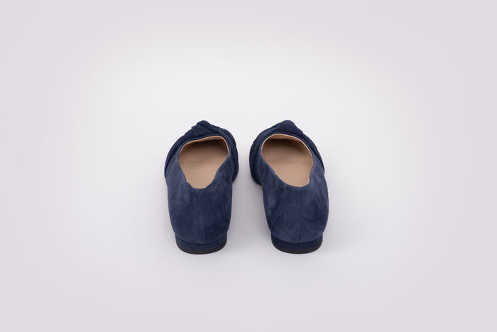 Back shot of the Fifi flat in Navy, a large size shoe available in European sizes 42-46