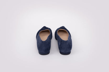 Back shot of the Fifi flat in Navy, a large size shoe available in European sizes 42-46