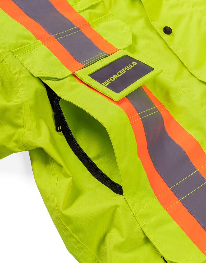 Forcefield 3-in-1 Hi Vis Winter Safety Parka with Removable Black Nylon Puff Jacket