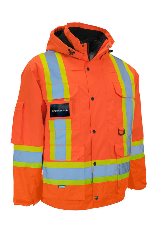 Forcefield 7-in-1 Hi Vis Safety Parka (All Orange)