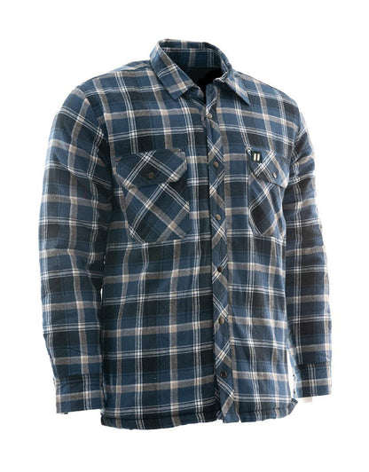 Forcefield Blue Plaid Sherpa-Lined Flannel Shirt Jacket