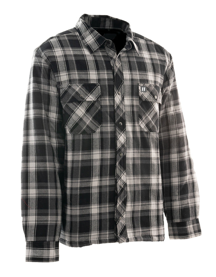 Forcefield Grey Plaid Quilt-Lined Flannel Shirt Jacket