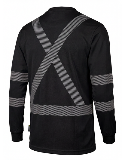 Forcefield Hi Vis Black Crewneck Long Sleeve Ultrasoft Technical Tee