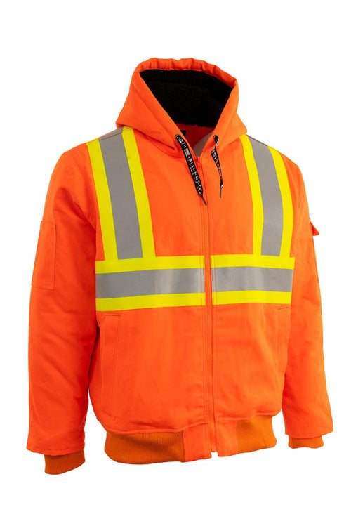Forcefield Hi Vis Canvas Safety Work Jacket with Sherpa Liner